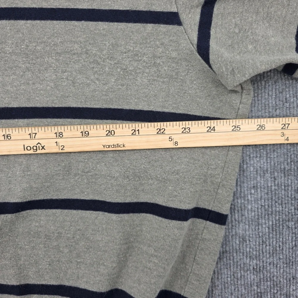 Polo Ralph Lauren Mens Gray Navy Striped Rugby Shirt Plaid Collar Large